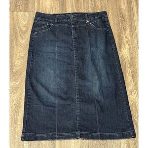 Style&co WOMENS PLUS SIZE DENIM LONG MAXI SKIRT SZ 16 TUMMY CONTROL POCKETS STRE